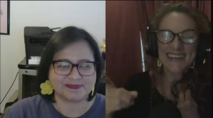 ACLU of Oregon two women smiling in a split screen online meeting
