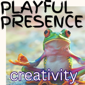 Playful Presence: Creativity Colorful meditating frog.